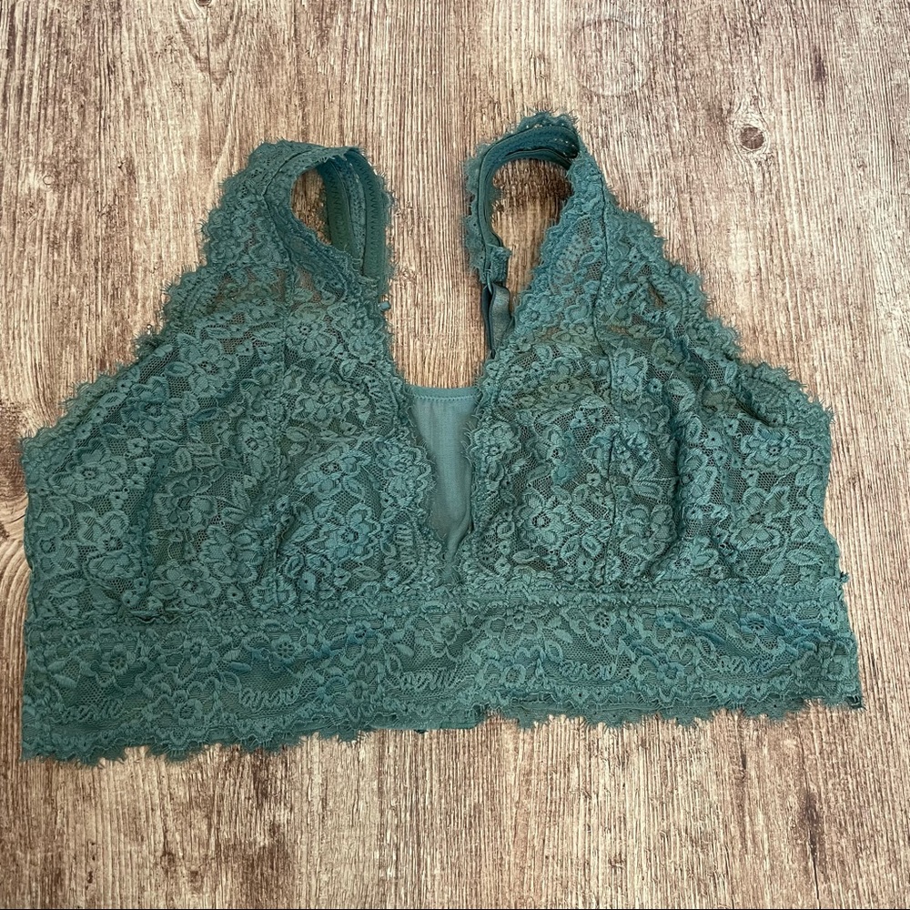 Aerie Forest Green Lace Bralette Size Extra Large